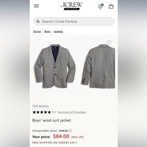 Crewcuts Boys' Gray Wool Suit Jacket
